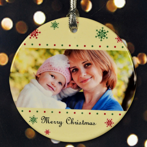 Dicke Flocken Runder Porzellanschmuck Personalisieren mit Foto und Text
