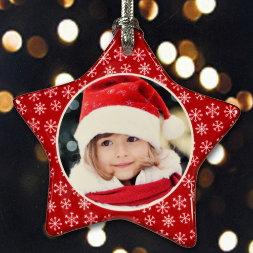 Glitzerndes Schneeflöckchen Rot Schmuck Weihnachten Einseitig Personalisieren