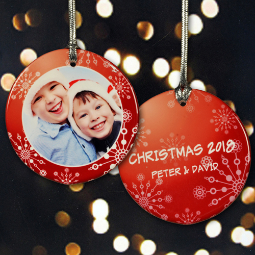 Schnee Schmuck Rund mit Rand Personalisieren