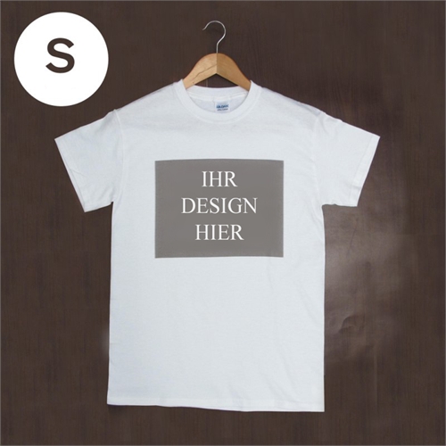 Größe S, T-Shirt, Weiß, Querformat, Personalisiert 100% Baumwolle