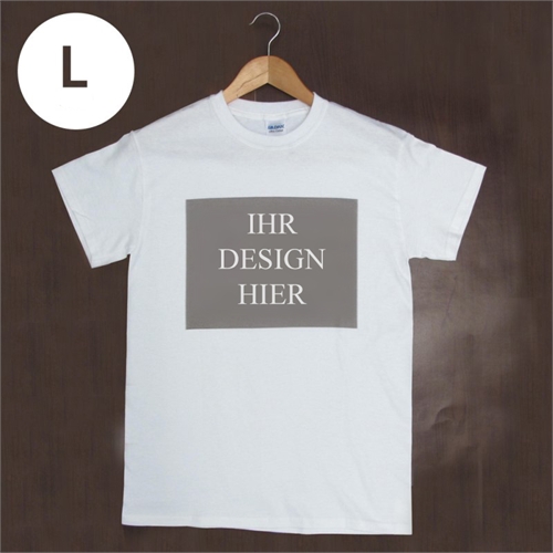 Größe L, T-Shirt, Weiß, Querformat, Personalisiert 100% Baumwolle