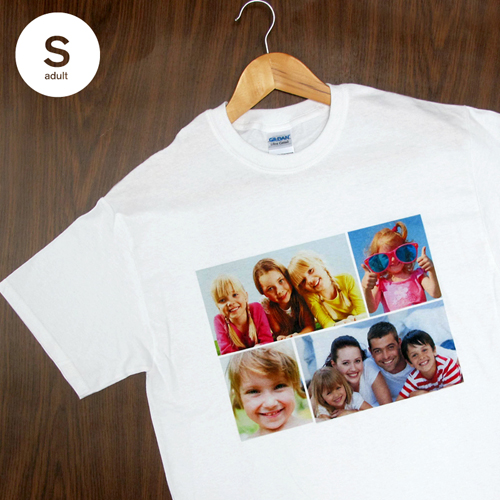 Größe S T-Shirt Weiß 4er Collage Querformat Personalisierte Baumwolle