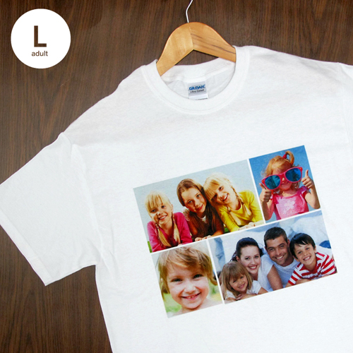 Größe L T-Shirt Weiß 4er Collage, Querformat, Personalisierte Baumwolle