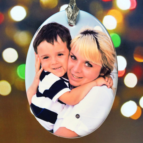 Weihnachtsgrüße Ovaler Schmuck aus Porzellan zum Selbstgestalten