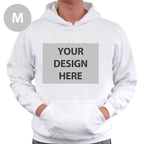 Hoodie ohne Reißverschluss Vollbild personalisiert Weiß Größe M