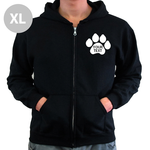 Pfote Personalisierter Hoody Schwarz XL mit Reißverschluss