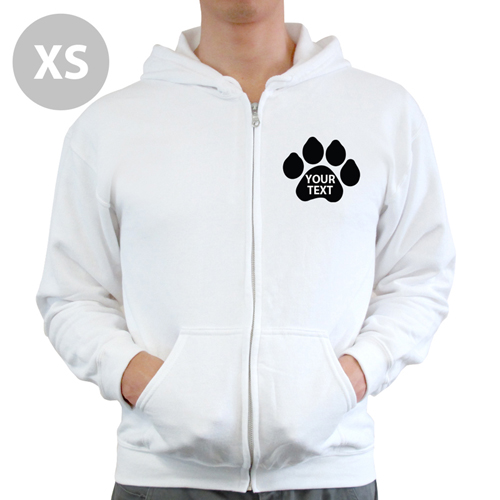 Pfote Personalisierter Hoodie Weiß XS mit Reißverschluss
