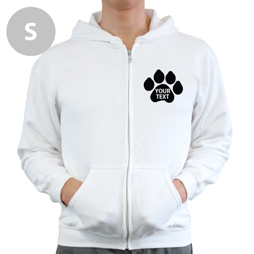 Pfote Personalisierter Hoody Weiß XL mit Reißverschluss
