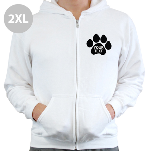 Pfote Personalisierter Hoodie Weiß XXL mit Reißverschluss