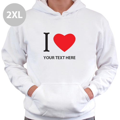 Hoodie I LOVE YOU Baumwolle mit Herz Weiß  2 XL