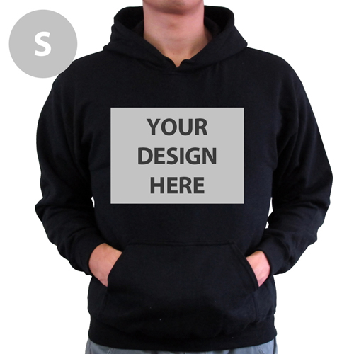 Hoodie ohne Reißverschluss Vollbild personalisiert Schwarz Größe S