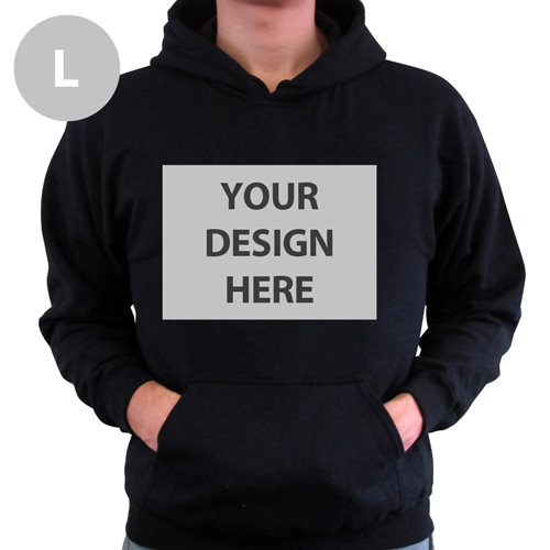 Hoodie ohne Reißverschluss personalisiert Schwarz Größe L