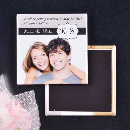 Weiße Aufschrift Heirat Save the Date Solider Magnetbutton