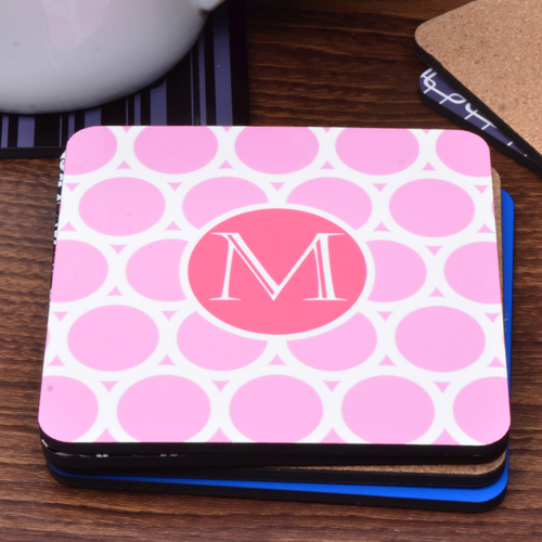 Pink und Karotte Monogramm Gepunktet Bierdeckel auch einzeln