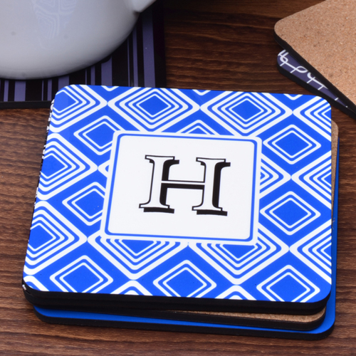 Blaue Diamanten Ihr Monogram Bierdeckel