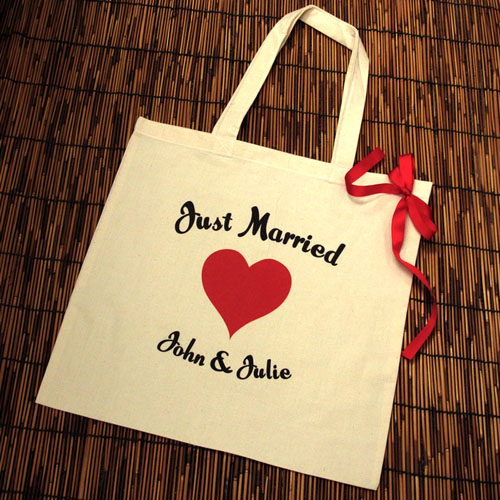 Rotes Herz Frisch Verheiratet Stofftasche Personalisieren