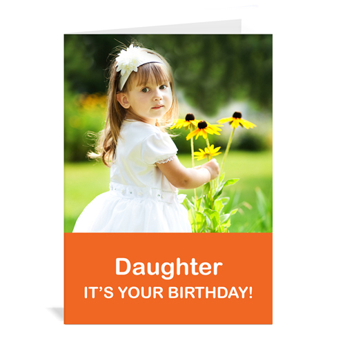 Klassisch orange Foto-Geburtstagskarten, 12,7 cm x 17,78 cm Portrait einfach gefaltet