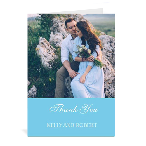 Hochzeitskarte, Hochformat 12,7 cm x 17,8 cm, Doppelkarte Babyblau