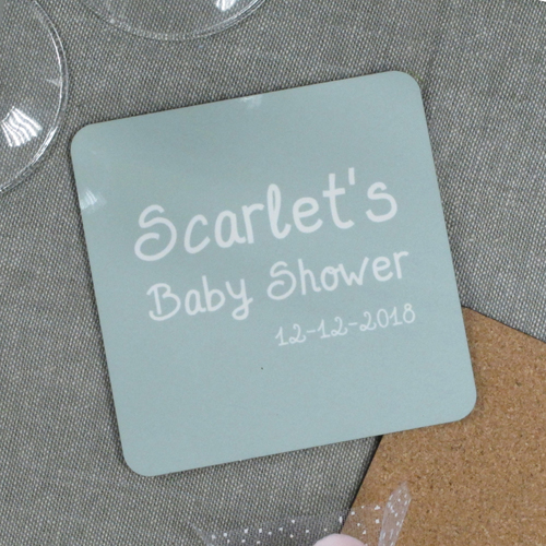 Babyblau Bierdeckel Kunststoff und Kork Text eingeben Einzelstück