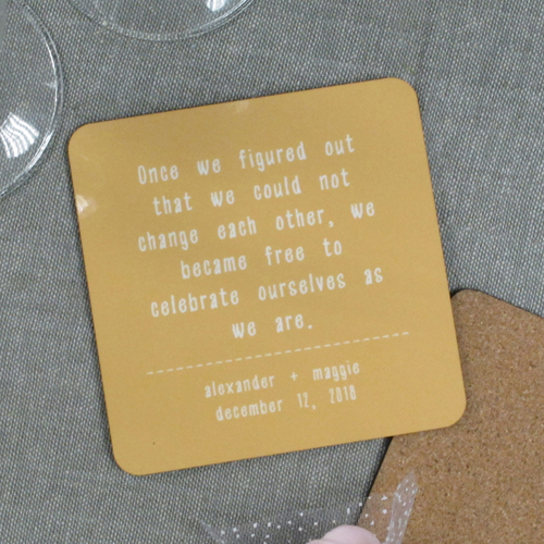 Gelb Gold Bierdeckel Kunststoff und Kork Text eingeben Einzelstück